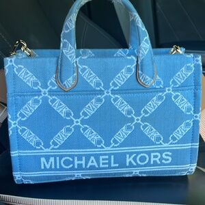 Michaell Kor Gigi Small Logo Jacquard Messenger Bag